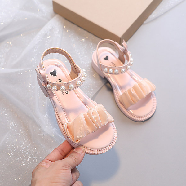 Детски сандали за момичета - с декорация перли