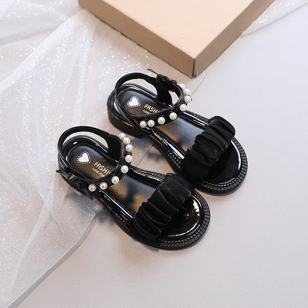 Детски сандали за момичета - с декорация перли