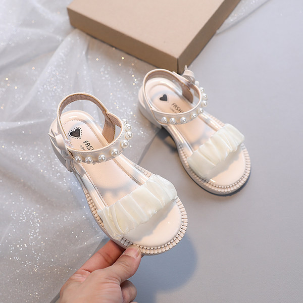 Детски сандали за момичета - с декорация перли