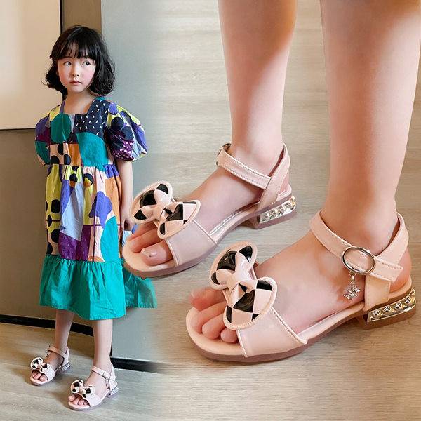 Сандали за момичета - черно-бели карирани 