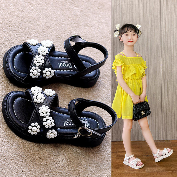 Детски сандали с перли за момичета