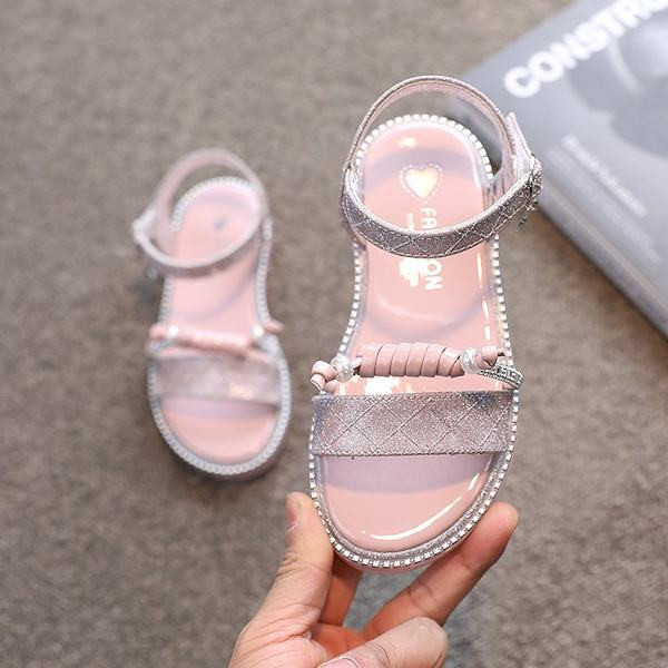 Сандали за момичета - с отворени пръсти и камъни