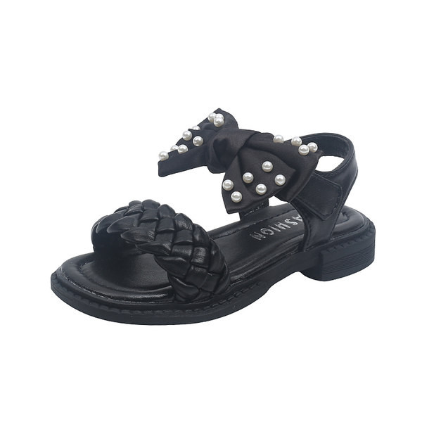 Детски модерни сандали със сплетени каишки и панделка