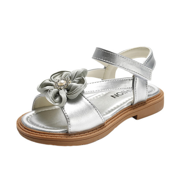 Детски сандали за момичета - с мека подметка и декорация цветя