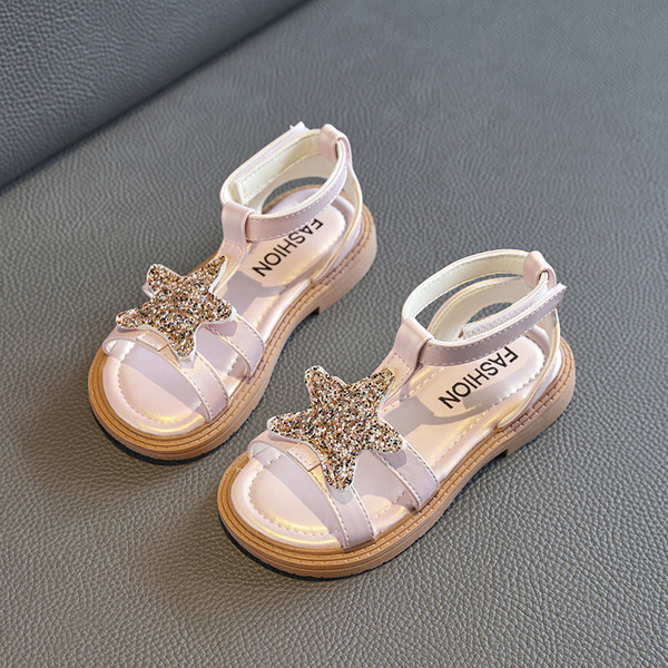 Сандали за момиче с декорация звезда и брокат