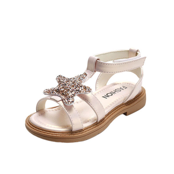 Сандали за момиче с декорация звезда и брокат