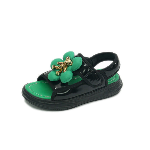 Сандали с цвете и метална декорация