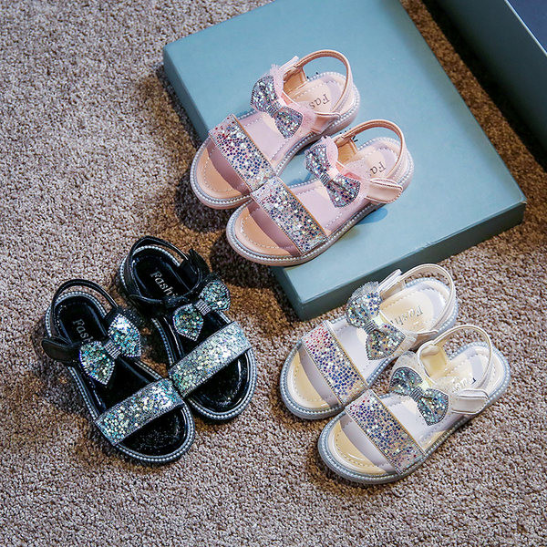 Детски сандали за момичета - с пайети