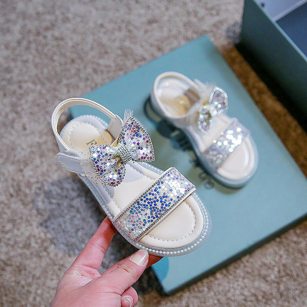 Детски сандали за момичета - с пайети