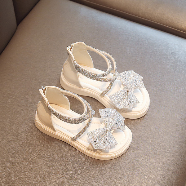 Сандали за момичета - с панделка и камъчета