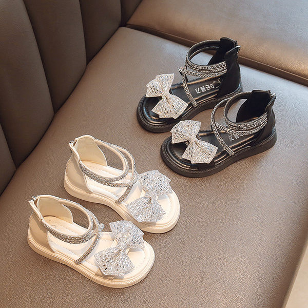 Сандали за момичета - с панделка и камъчета