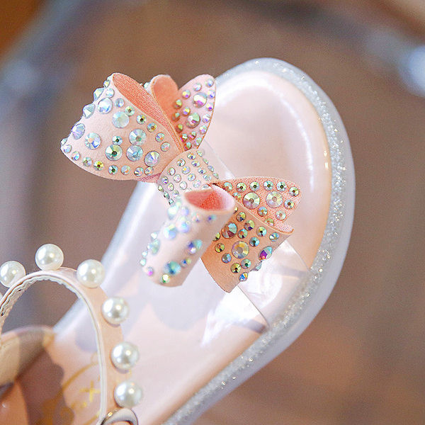 Детски сандали за момичета - с камъни и перли