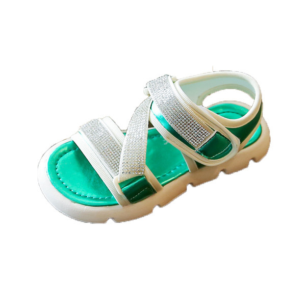Сандали за момичета с камъни и лепенка