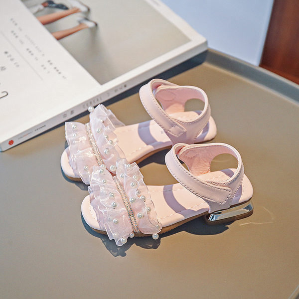 Детски сандали за момичета - с перли