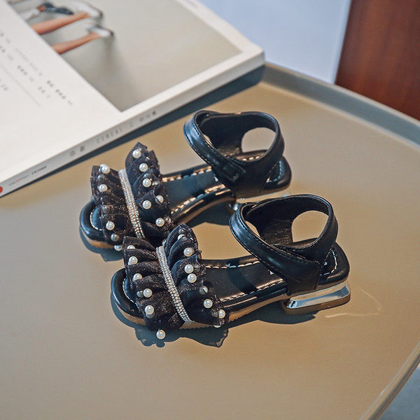 Детски сандали за момичета - с перли