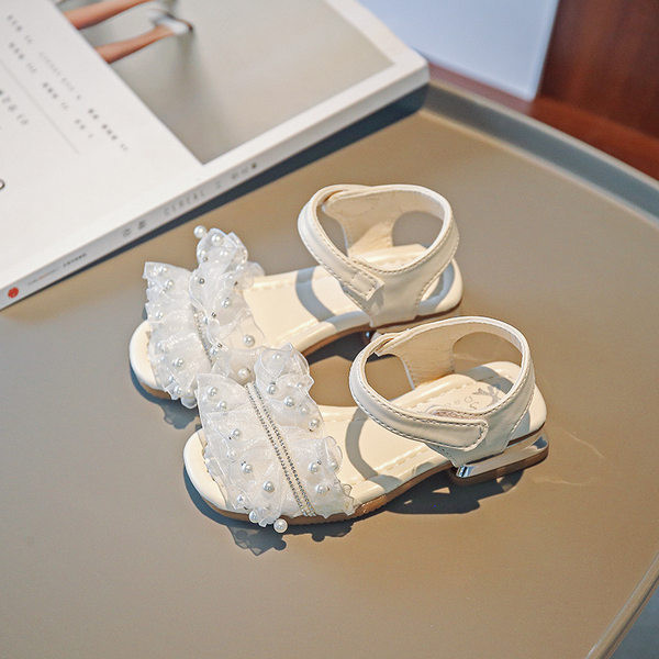 Детски сандали за момичета - с перли