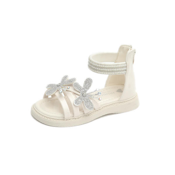 Детски сандали с цветя и декоративни камъни