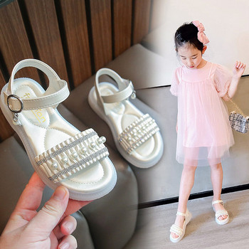 Παιδικά σανδάλια για κορίτσια - με μαργαριτάρι διακόσμηση
