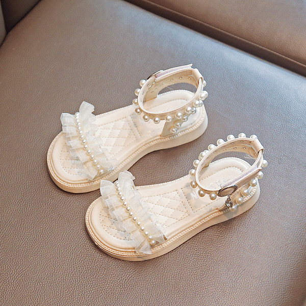 Сандали за момичета - с перли