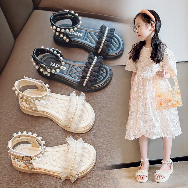 Сандали за момичета - с перли