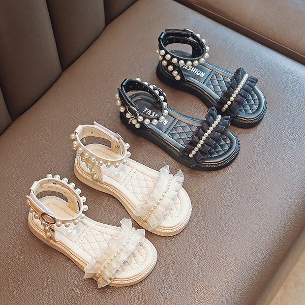 Сандали за момичета - с перли