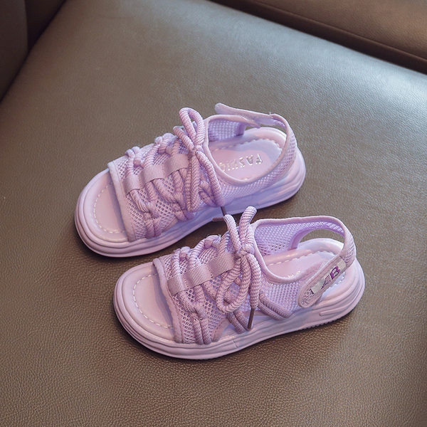 Детски сандали за момичета - с декорация връзки