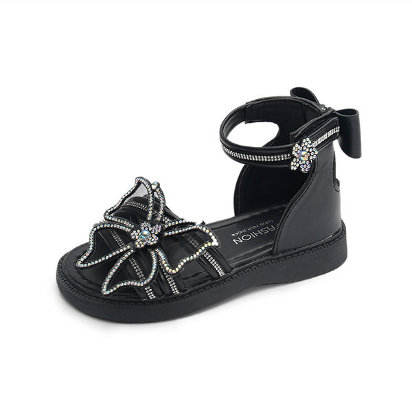 Детски сандали за момиче с 3D пеперуда и декоративни камъни