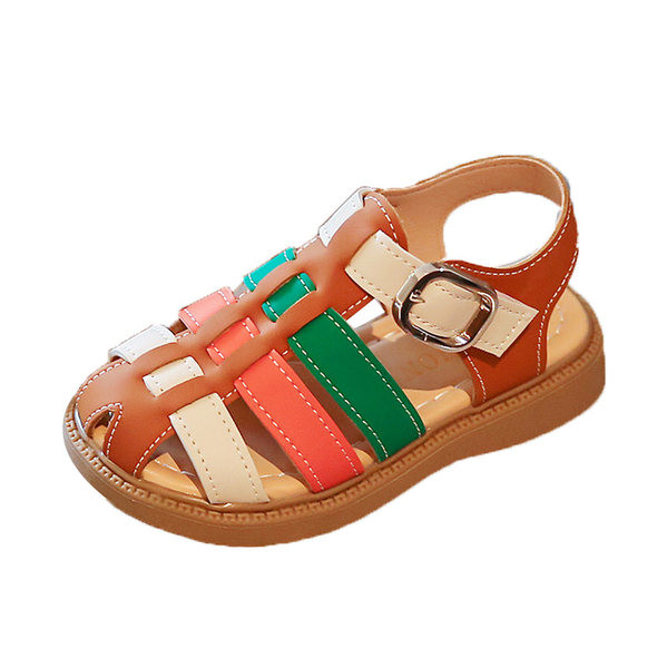 Детски сандали за момичета - с цветни блокове
