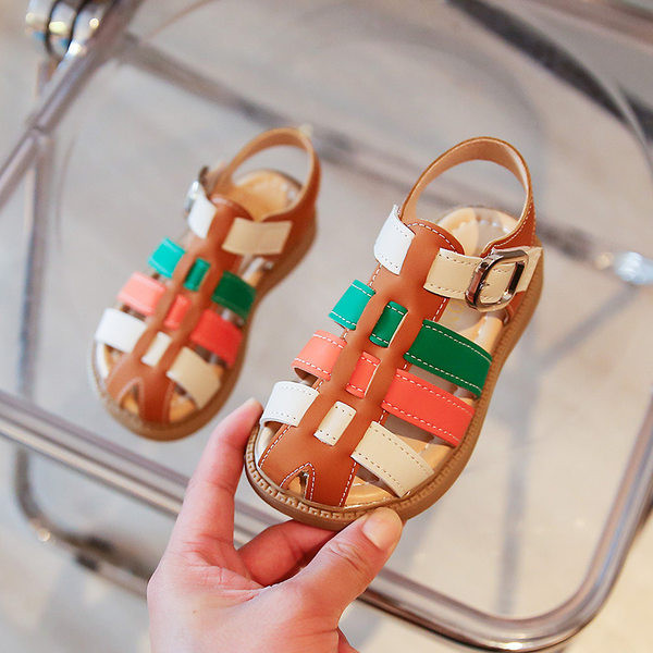 Детски сандали за момичета - с цветни блокове