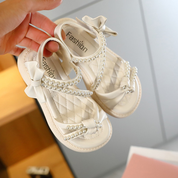 Сандали за момичета - с декорация перли