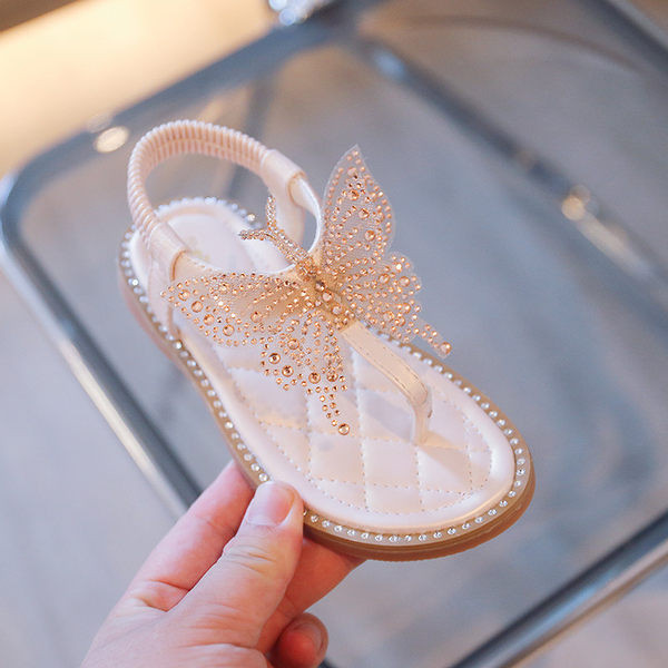 Szandál lányoknak - pillangóval és kavicsokkal