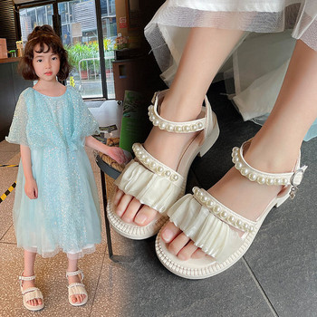 Детски сандали за момичета - с мека подметка и декорация перли
