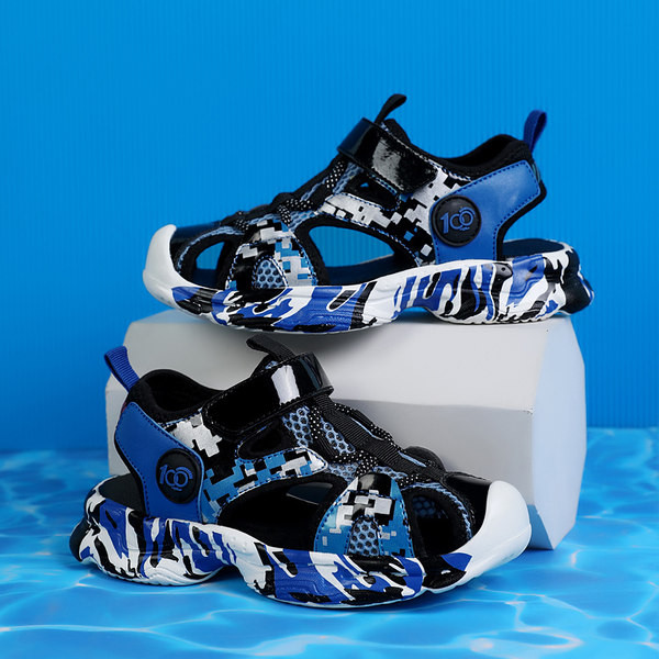 Fiú szandál eko bőrből és hálós anyagból