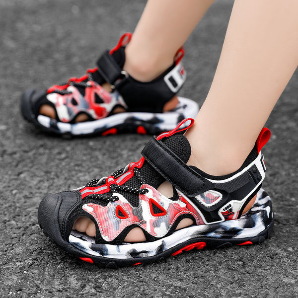 Fiú szandál eko bőrből és hálós anyagból