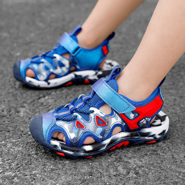 Fiú szandál eko bőrből és hálós anyagból