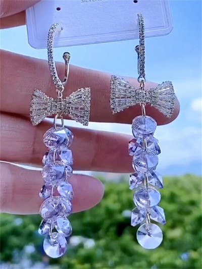 Női lógó fülbevaló színes kövekkel