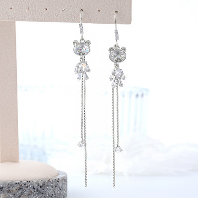 Hosszú női fülbevaló kövekkel - arany és ezüst színben