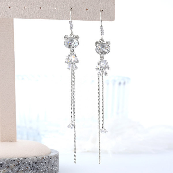 Hosszú női fülbevaló kövekkel - arany és ezüst színben