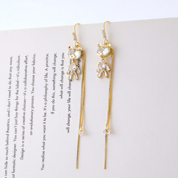 Hosszú női fülbevaló kövekkel - arany és ezüst színben