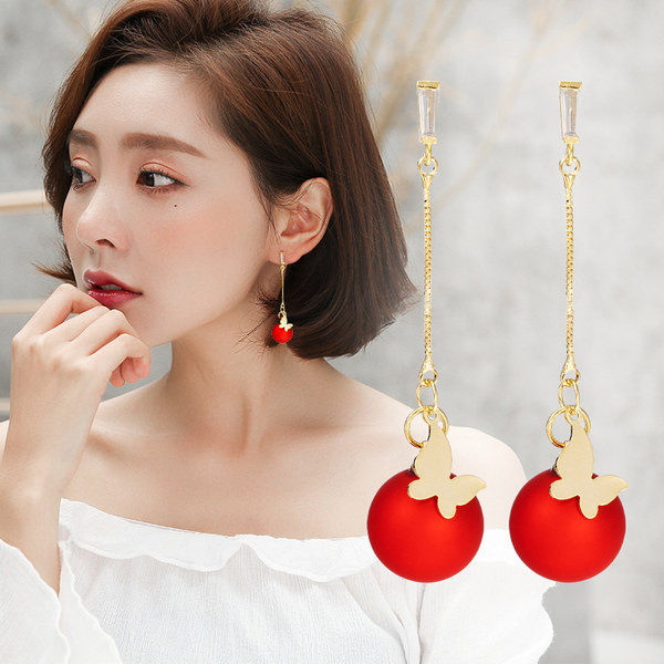 Női matt fülbevaló - gyöngyökkel