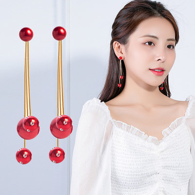 Női gyöngy fülbevaló - lógó