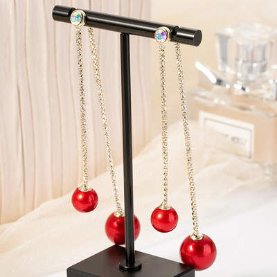 Női gyöngy fülbevaló - lógó