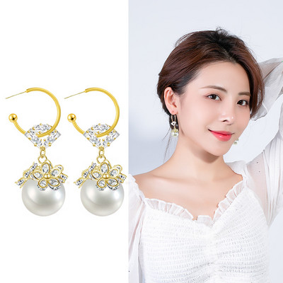 Női fülbevaló - kövekkel díszített gyöngy