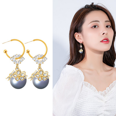 Női fülbevaló - kövekkel díszített gyöngy