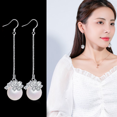 Női fülbevaló - kövekkel díszített gyöngy