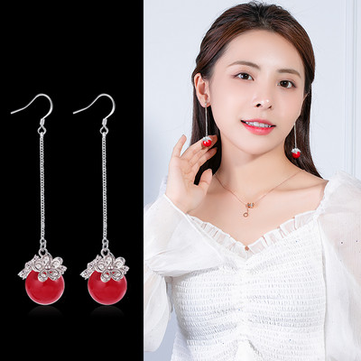 Női fülbevaló - kövekkel díszített gyöngy