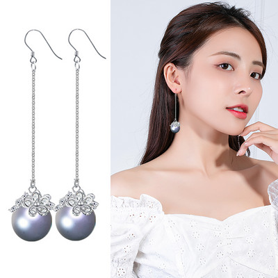 Női fülbevaló - kövekkel díszített gyöngy