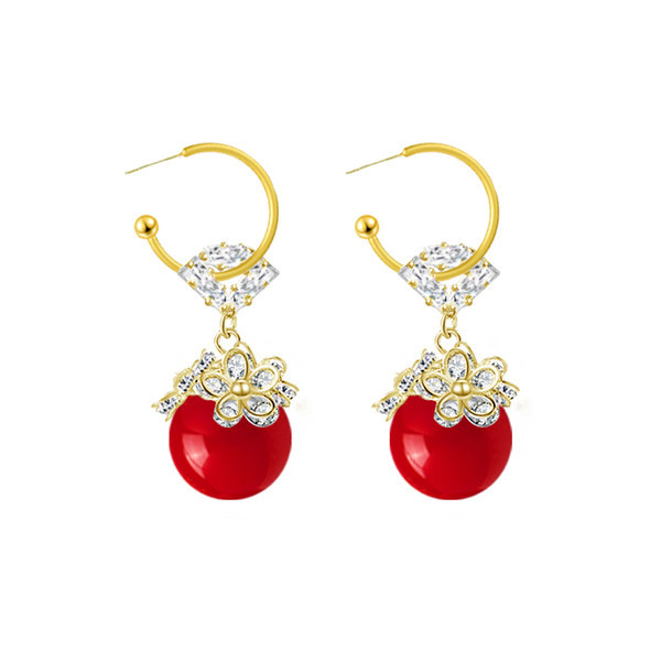 Női fülbevaló - kövekkel díszített gyöngy