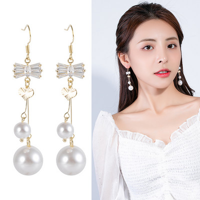 Modern női hosszú fülbevaló kövekkel és gyöngyökkel