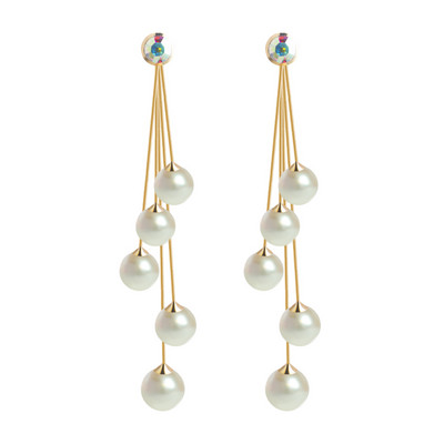 Elegáns, hosszú női fülbevaló díszkövekkel és virágokkal